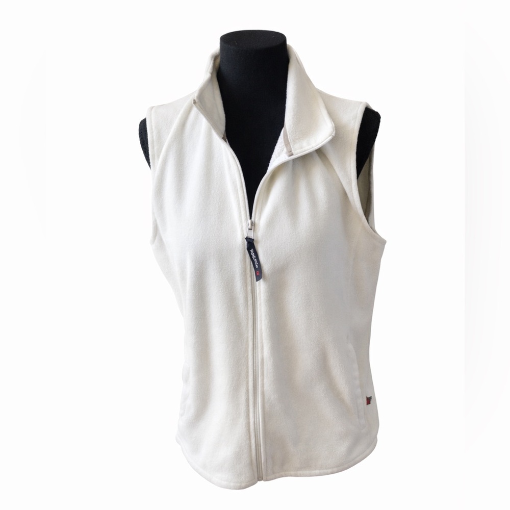 Woolrich Women’s Cream Sherpa Fleece Full Zip Vest Medium